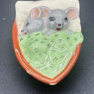 🐭 Vintage 1975 Duncan Ceramics Mouse Couple Walnut Shell Figurine 🐭